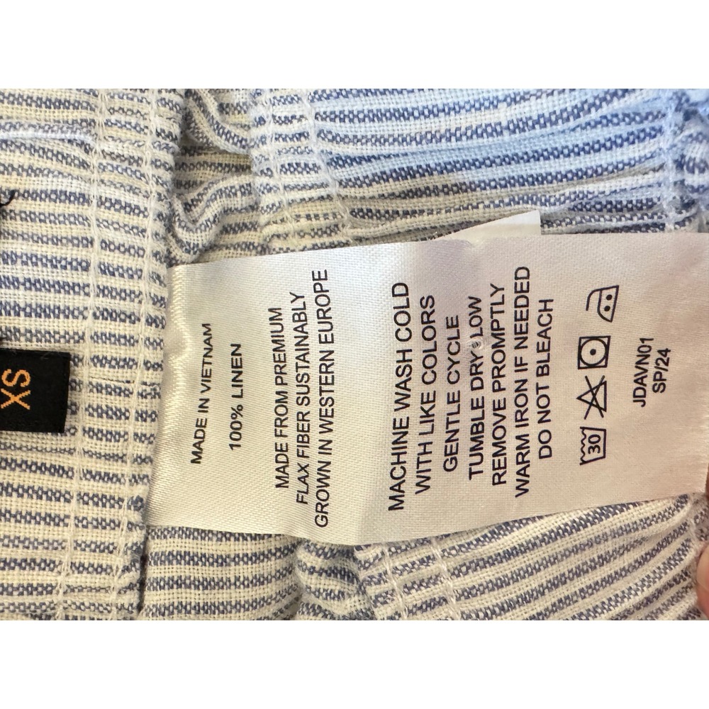 Quince XS Womens European Linen High Waisted Shorts Blue Pinstripe JDAVN01-9798 - Picture 4 of 6